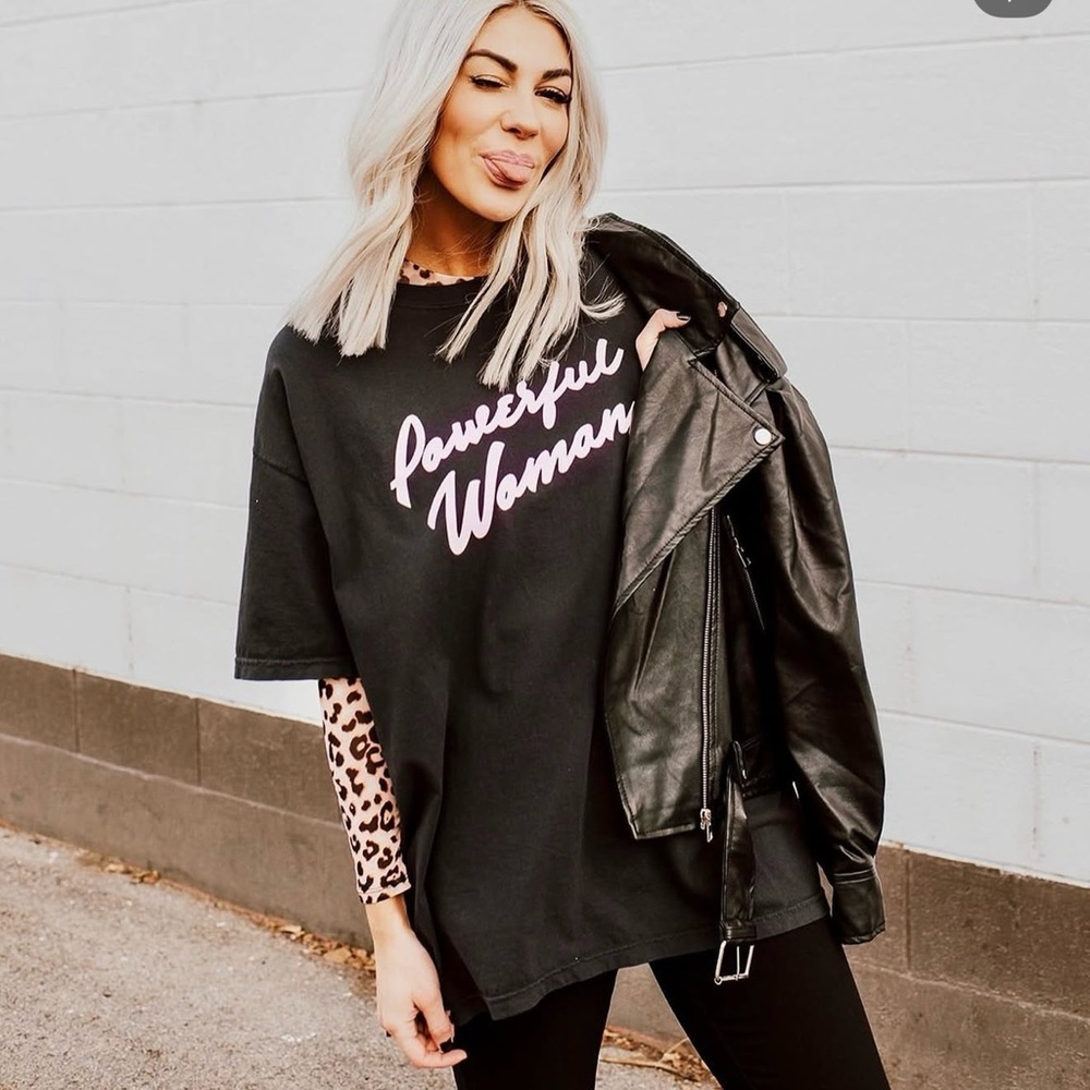 Dressed in LALA Black Tee with Pink Graphic